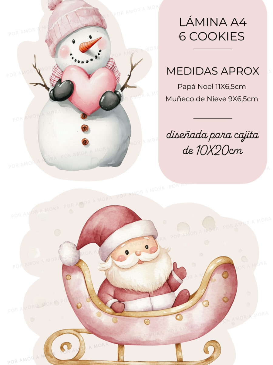 Lámina Papel de arroz - Papá Noel y Muñeco de nieve