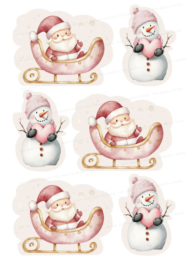 Cortantes para lámina Papá Noel y Muñeco de nieve