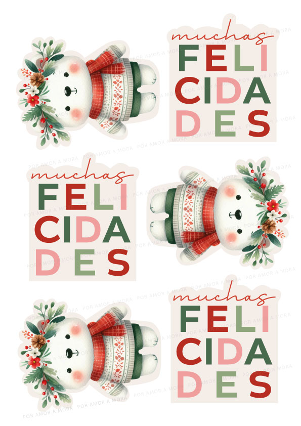 Cortantes para lámina Osita Navideña