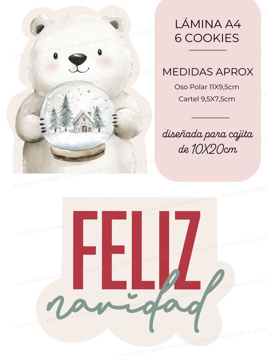 Lámina Papel de Arroz Oso Navideño