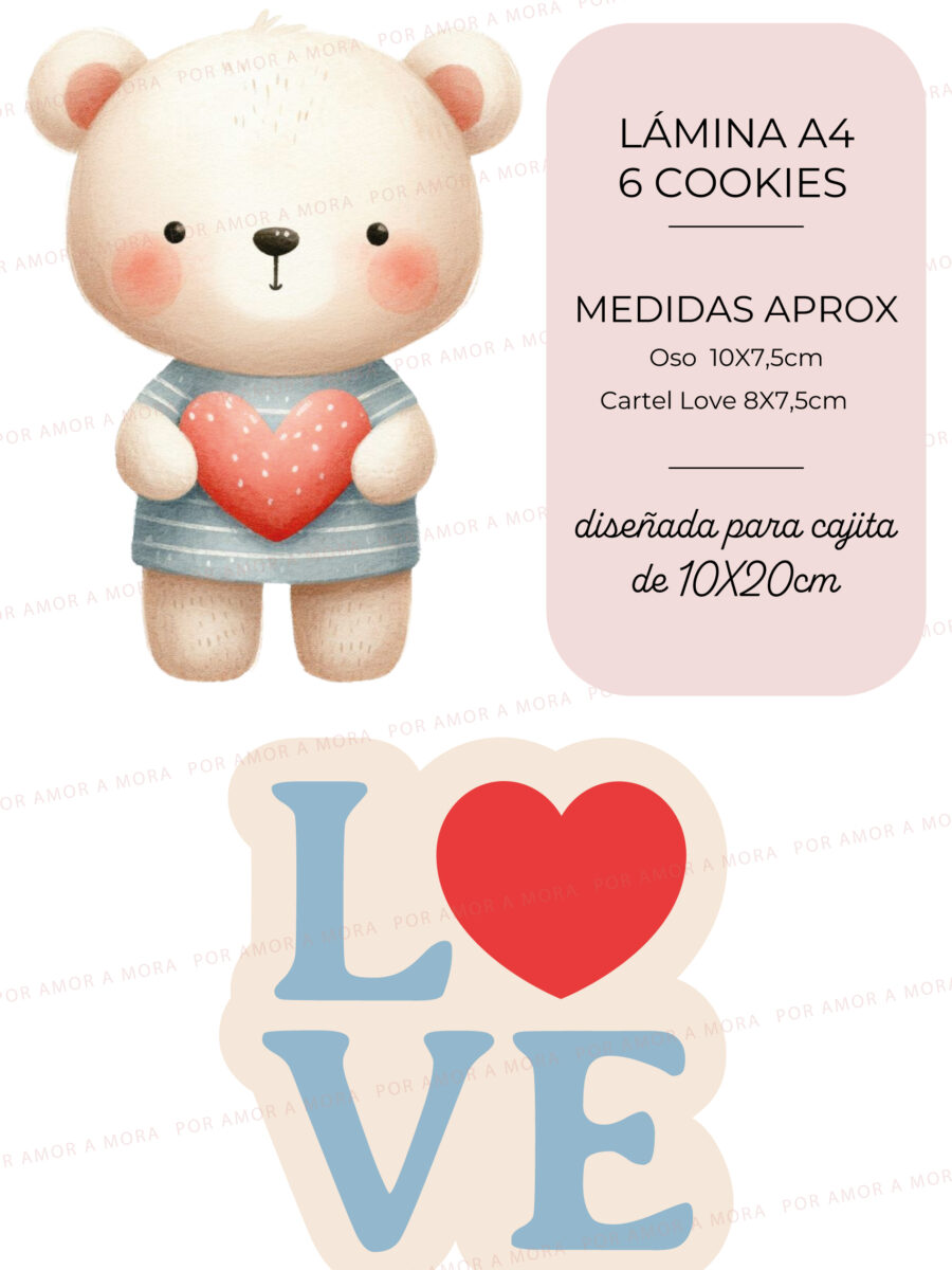 Lámina papel de arroz – Osito L❤️VE