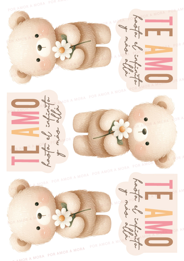 Cortantes lámina Osito con Margarita+ Corazón mini de REGALO!