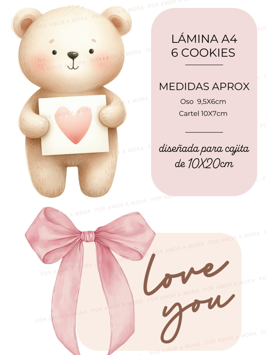 Lámina papel de arroz – Osito con Moño