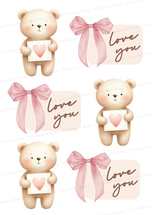 Cortantes lámina Osito con Moño+ Corazón mini de REGALO!