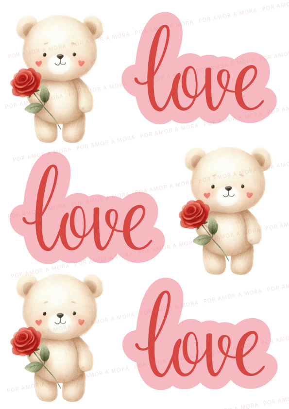 Cortantes lámina Osito con Rosa+ Corazón mini de REGALO!